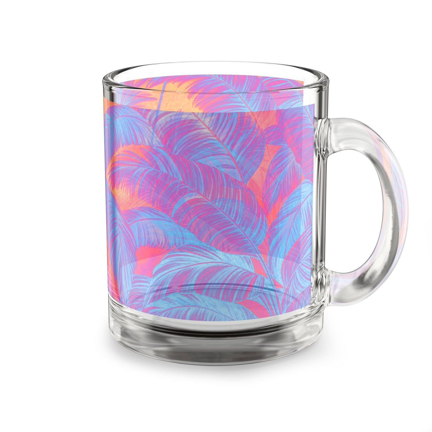 Tropical Glass Mug - 10oz Coffee Cup / Palm Serenity, Heatwave