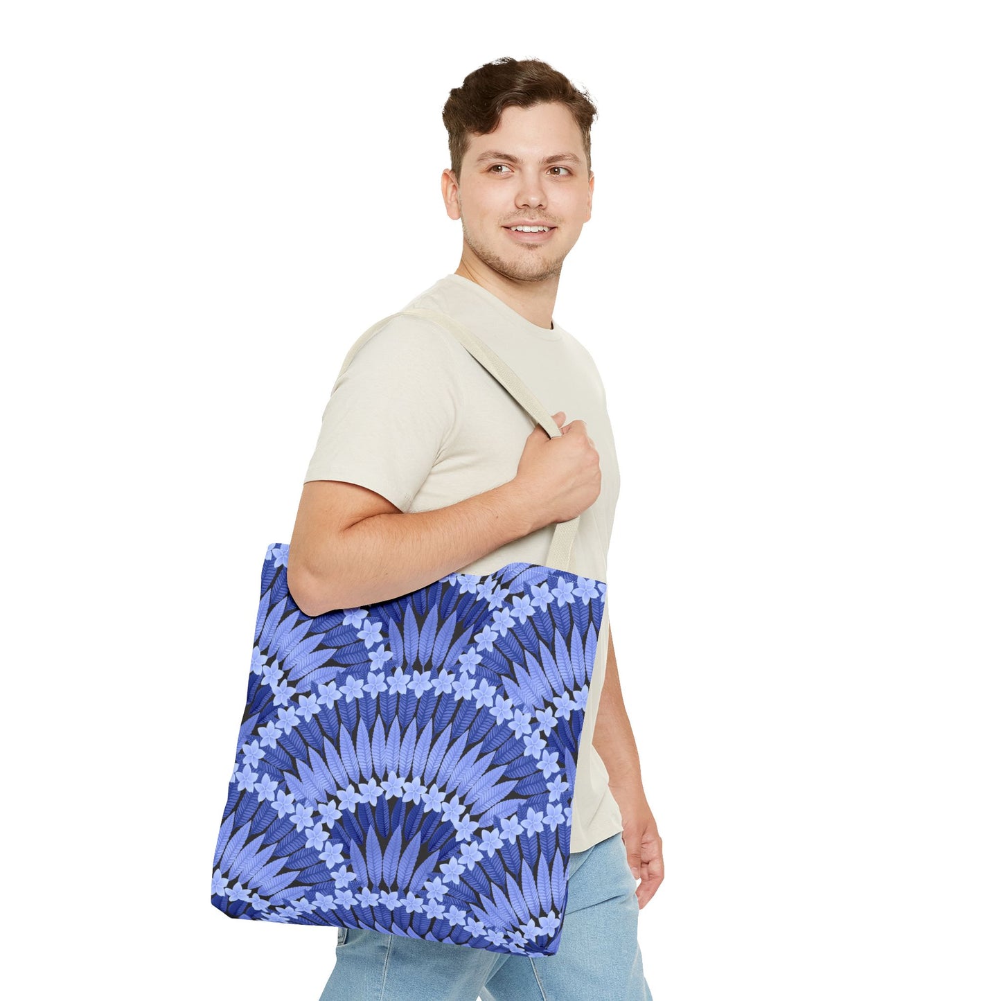 Plumeria and Palms Blue Tote Bag - 3 Sizes