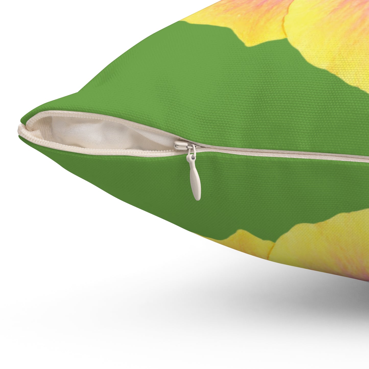 Decorative Pillow - Accent Cushion, 4 Sizes / Photo Yellow Hibiscus, Green