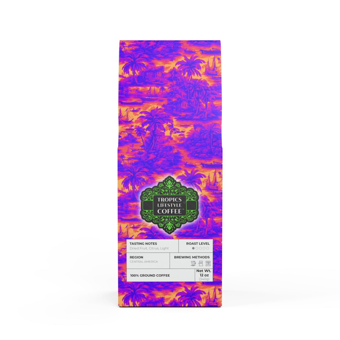 Beach Sunrise Blend™ Blend (Light Roast) Specialty Grade Craft Coffee / Crazy Cool Tropical Toile