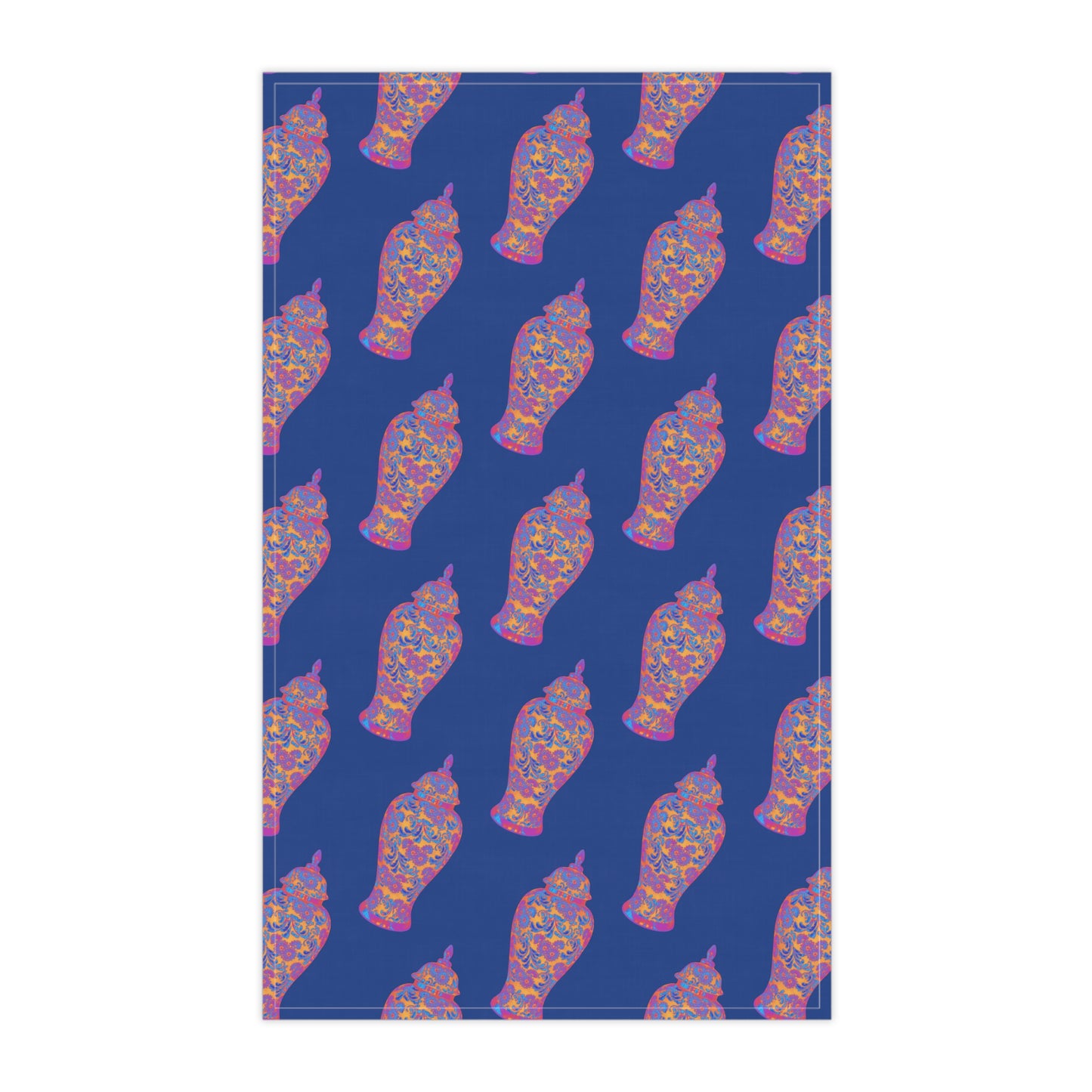 Tea Towels (cotton, poly), Heatwave Ginger Jar repeat dark blue