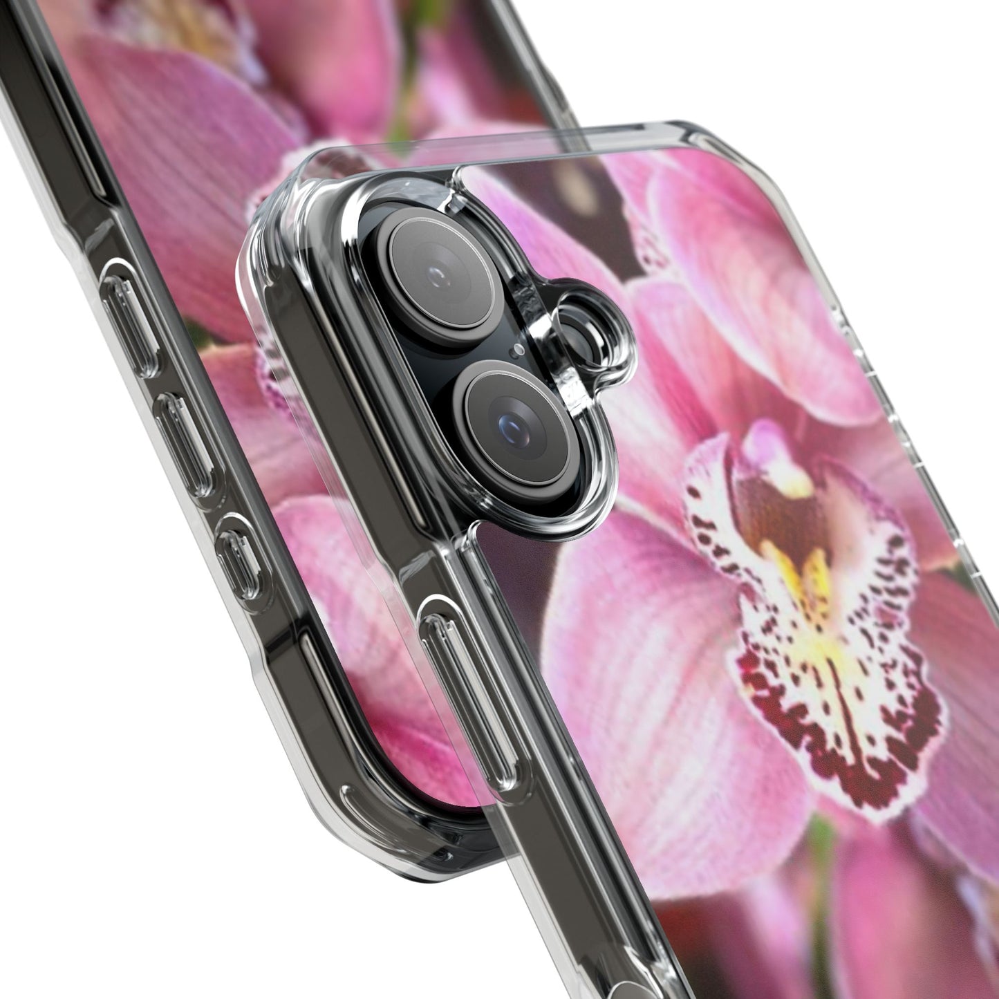 Pink Orchid/Photo Magnetic Clear Phone Case, Many Models