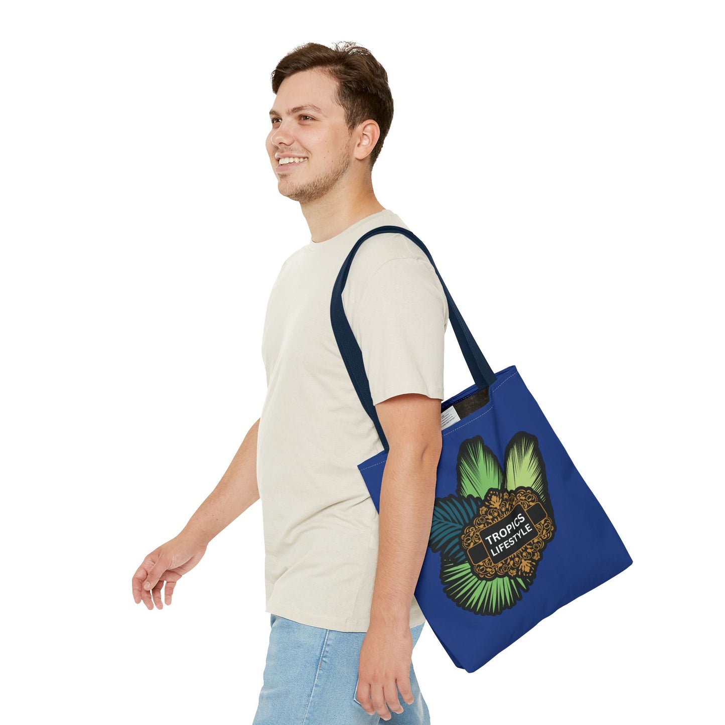 Elegant Tropics Lifestyle Logo Tote Bag - 3 Sizes, Dark Blue