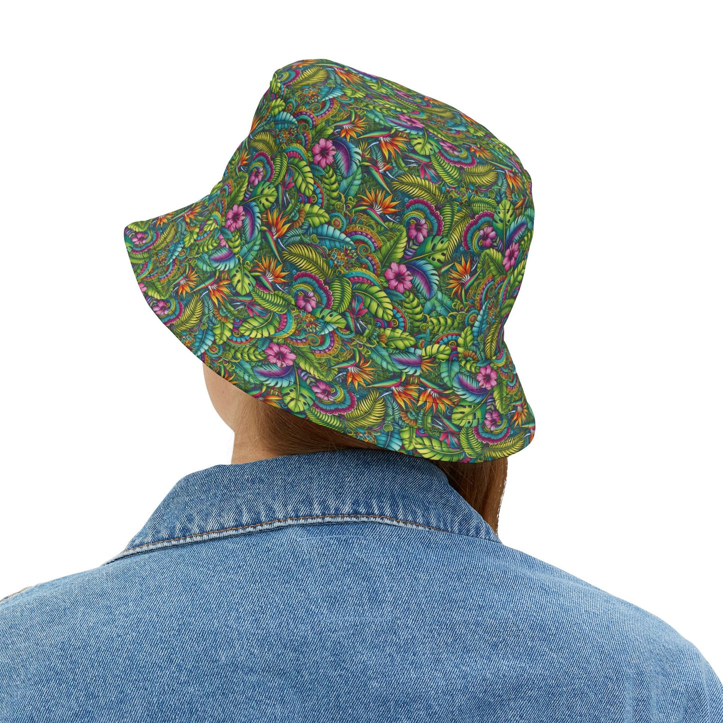 Tropical Polyester Bucket Hat, 2 Sizes - Rainforest Blooms