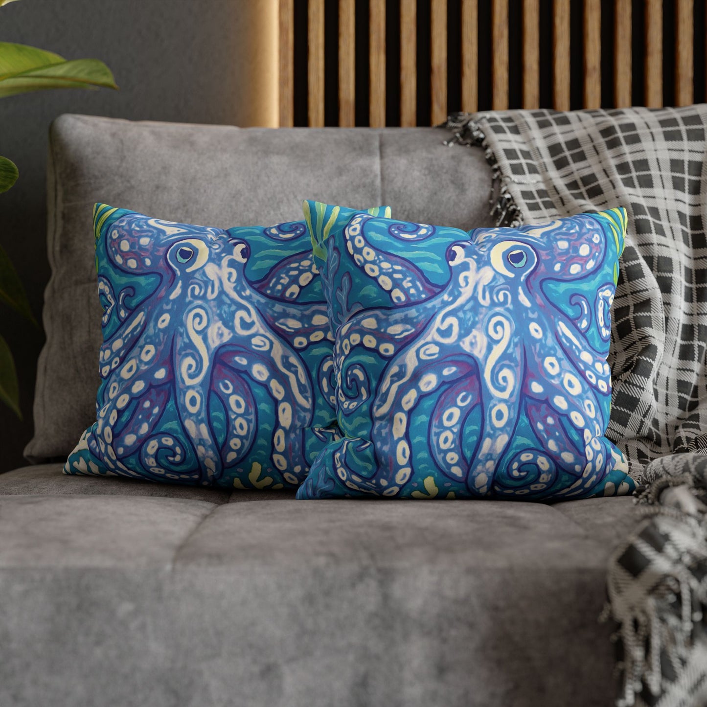 Faux Suede Square Pillowcase - Blue Kraken Joe