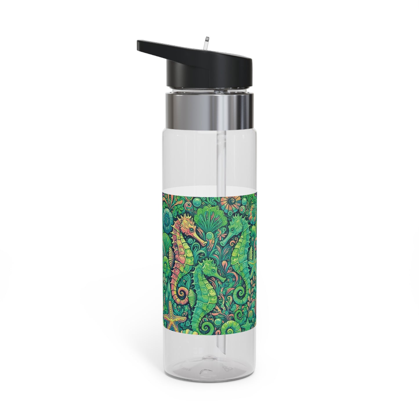 Tropical 20oz Tritan Sport Water Bottle -  Leakproof, Lightweight, BPA-Free / Seahorse Trio, Hot Lime