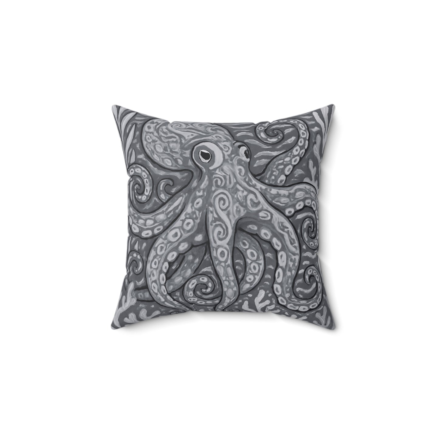 Decorative Pillow - Accent Cushion, 4 Sizes / Octopus Kraken Joe, Noir