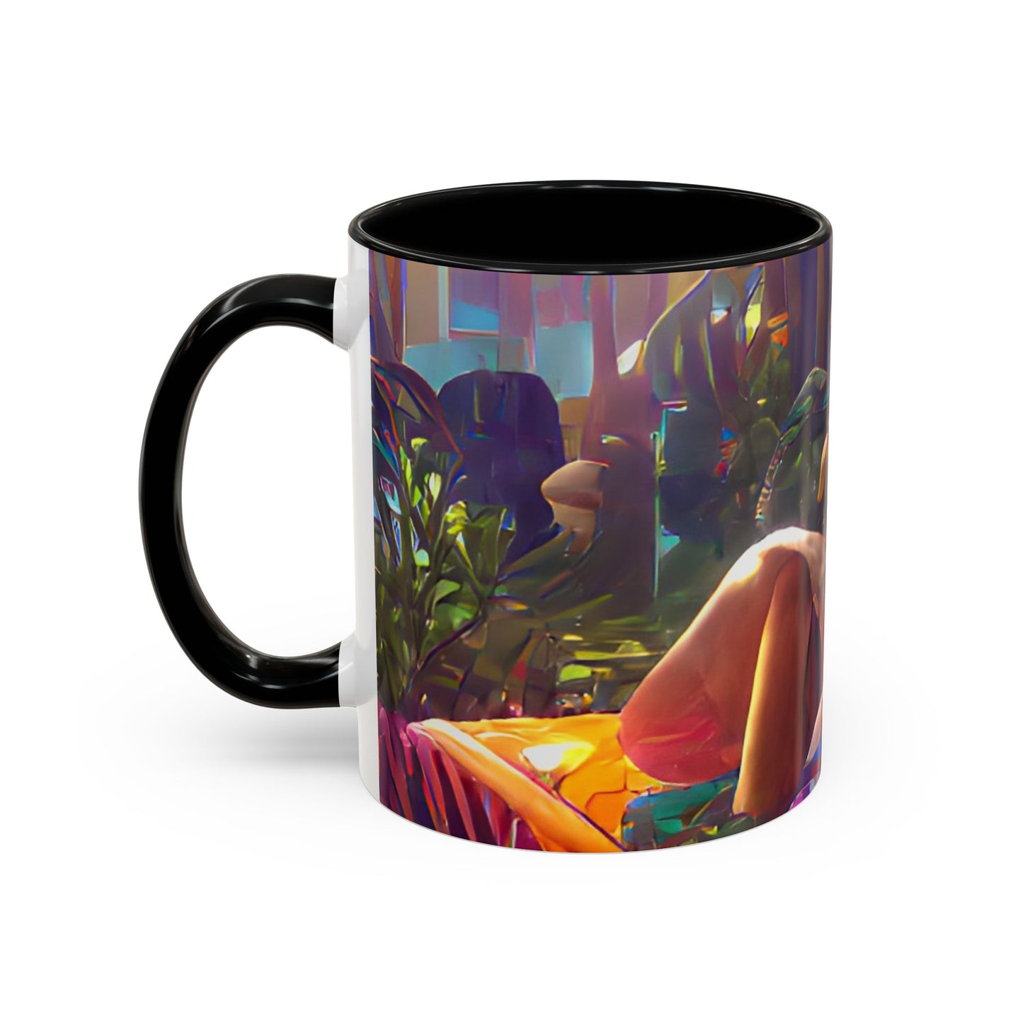 Accent Coffee Mug (11, 15oz) - Midnight Kiss in Tropical Garden