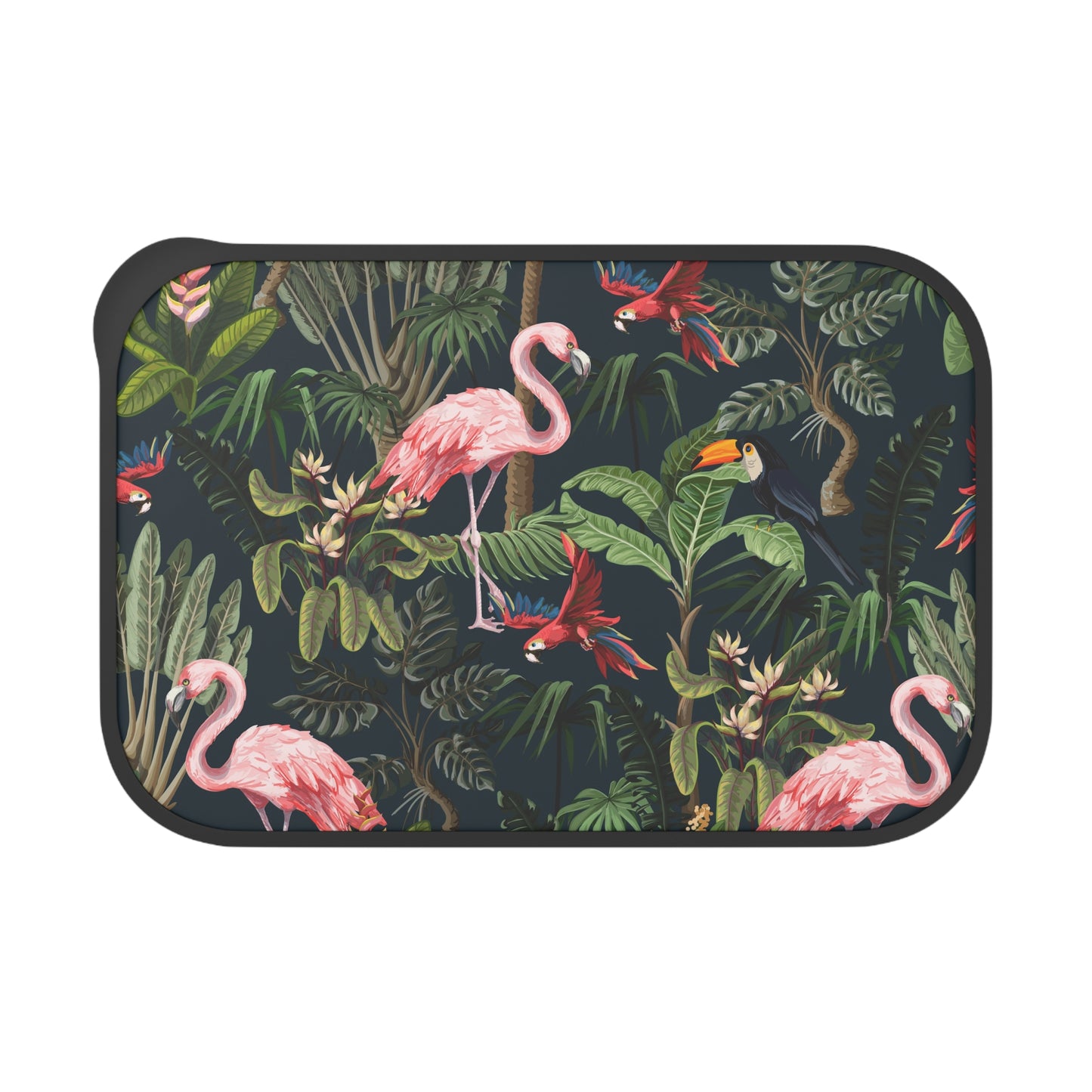 Bento Box with Utensils - Colorful Hawaiian Design / Midnight Rainforest Party