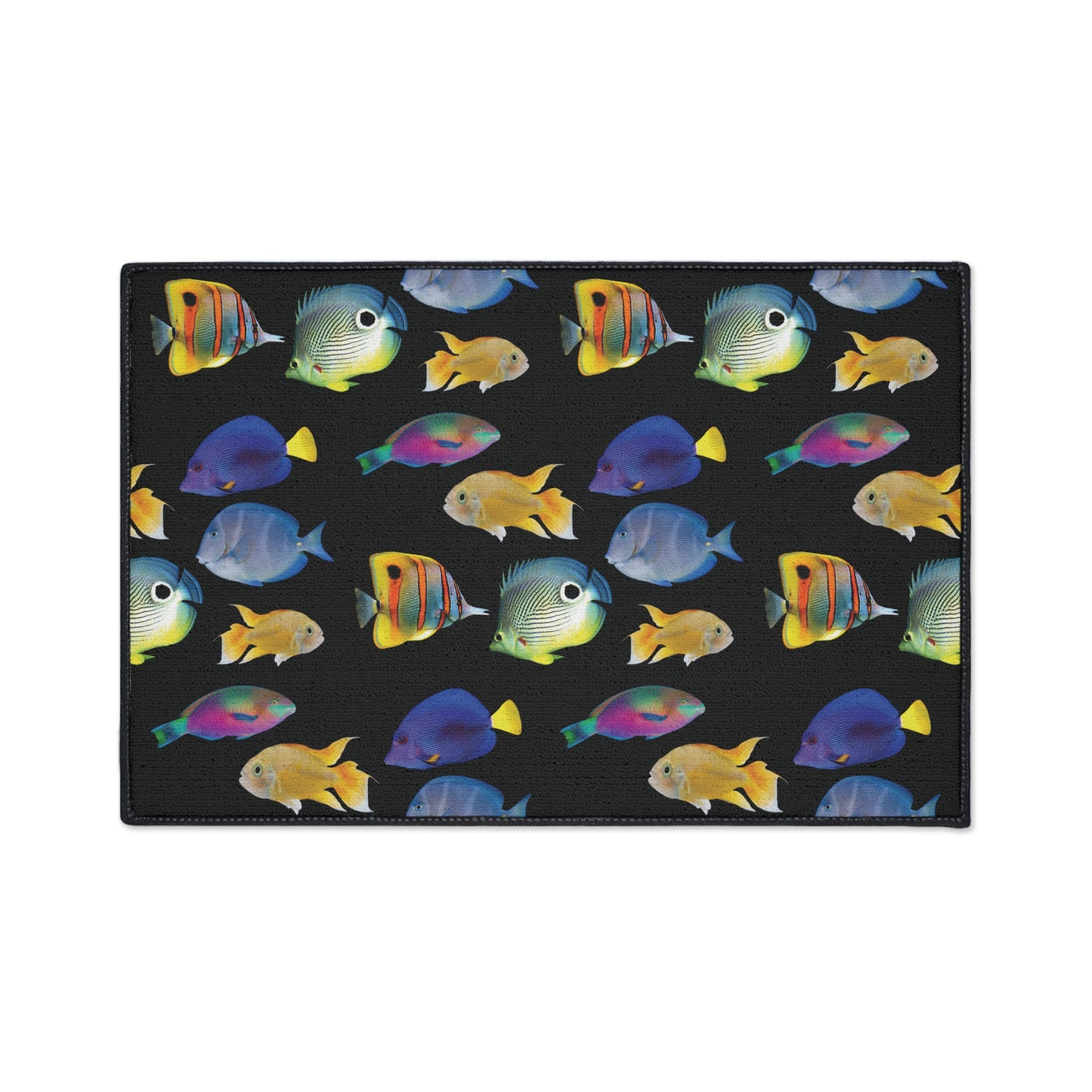 Heavy Duty Floor Mat, 5 Sizes – Tropical Area Rug for Home Décor / School of  Fish, Black