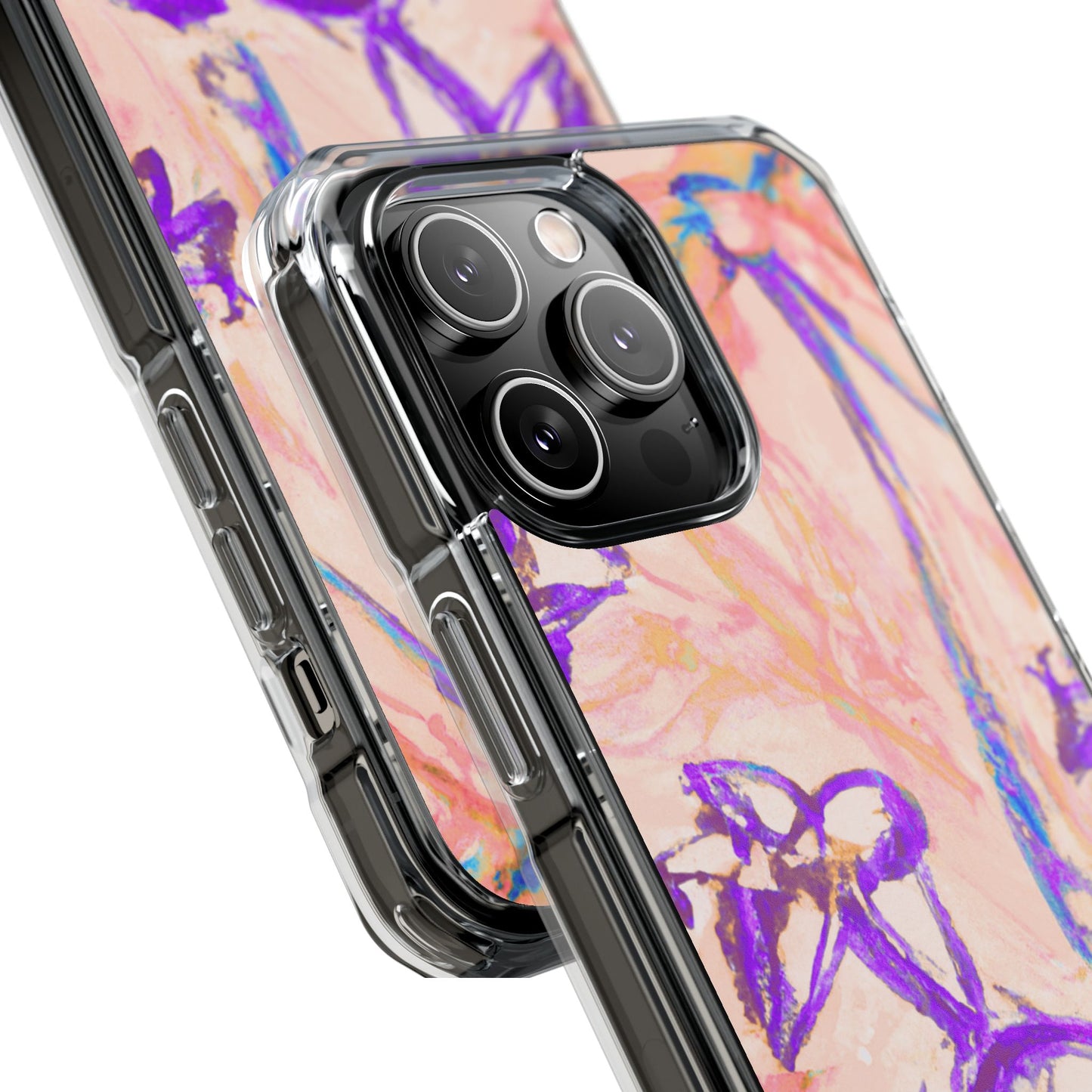 Tropical Doodles/Peach Magnetic Clear Phone Case, Many Models