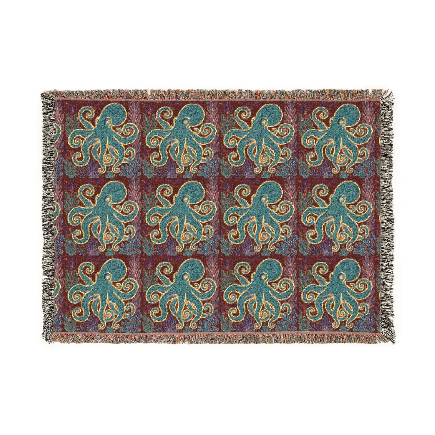 Octopus Kraken Joe/Gamma Woven Blanket, 3 Sizes - Tropical Home Decor