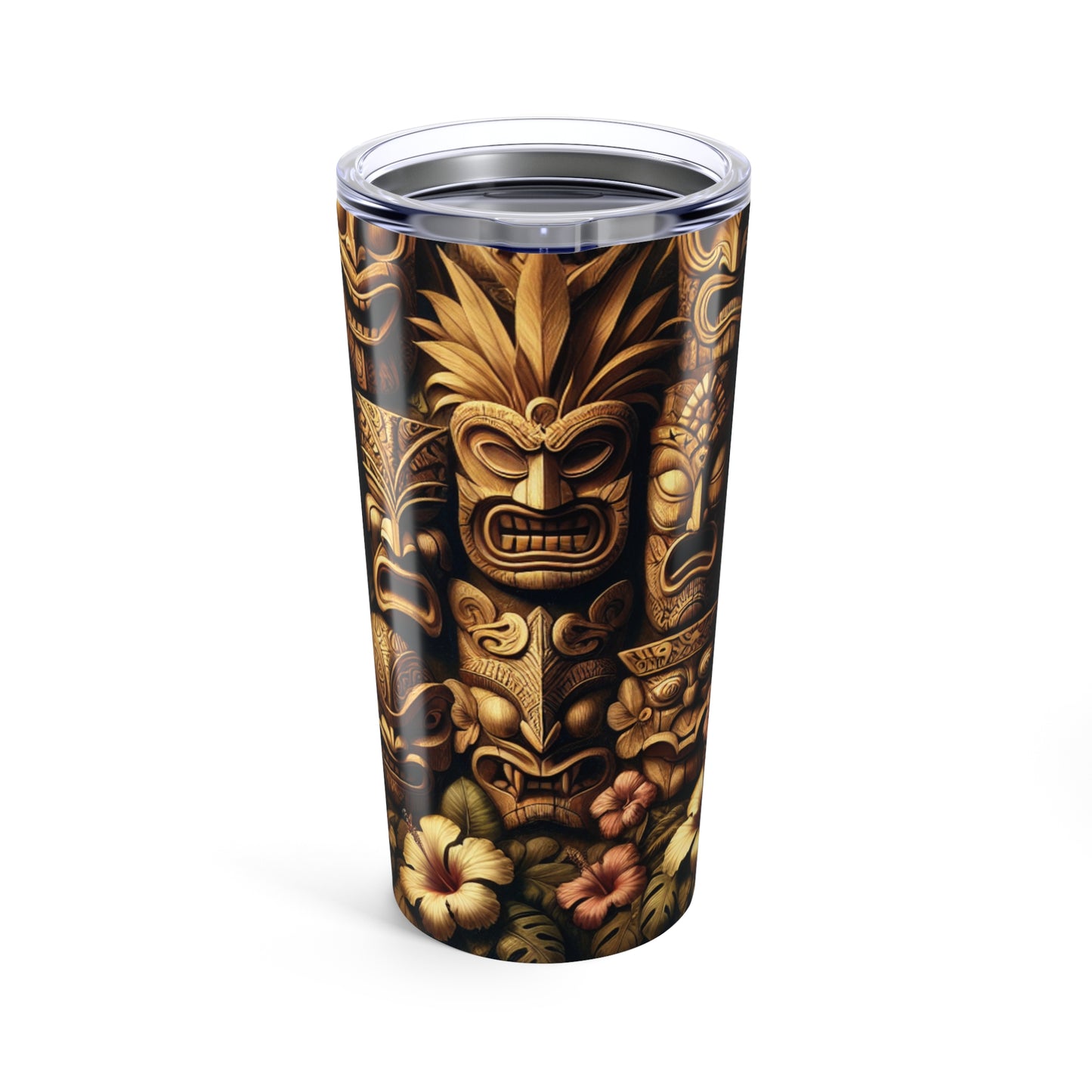 20oz Tropical Glossy Tumbler - Tiki Totem Faces