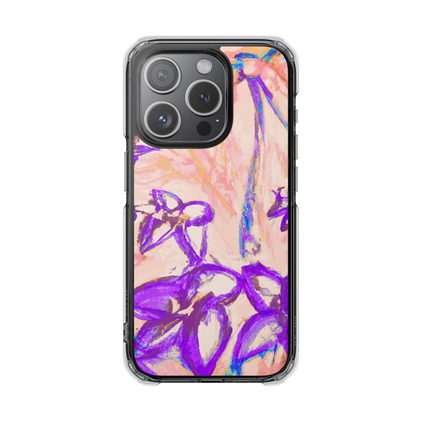 Tropical Doodles/Peach Magnetic Clear Phone Case, Many Models