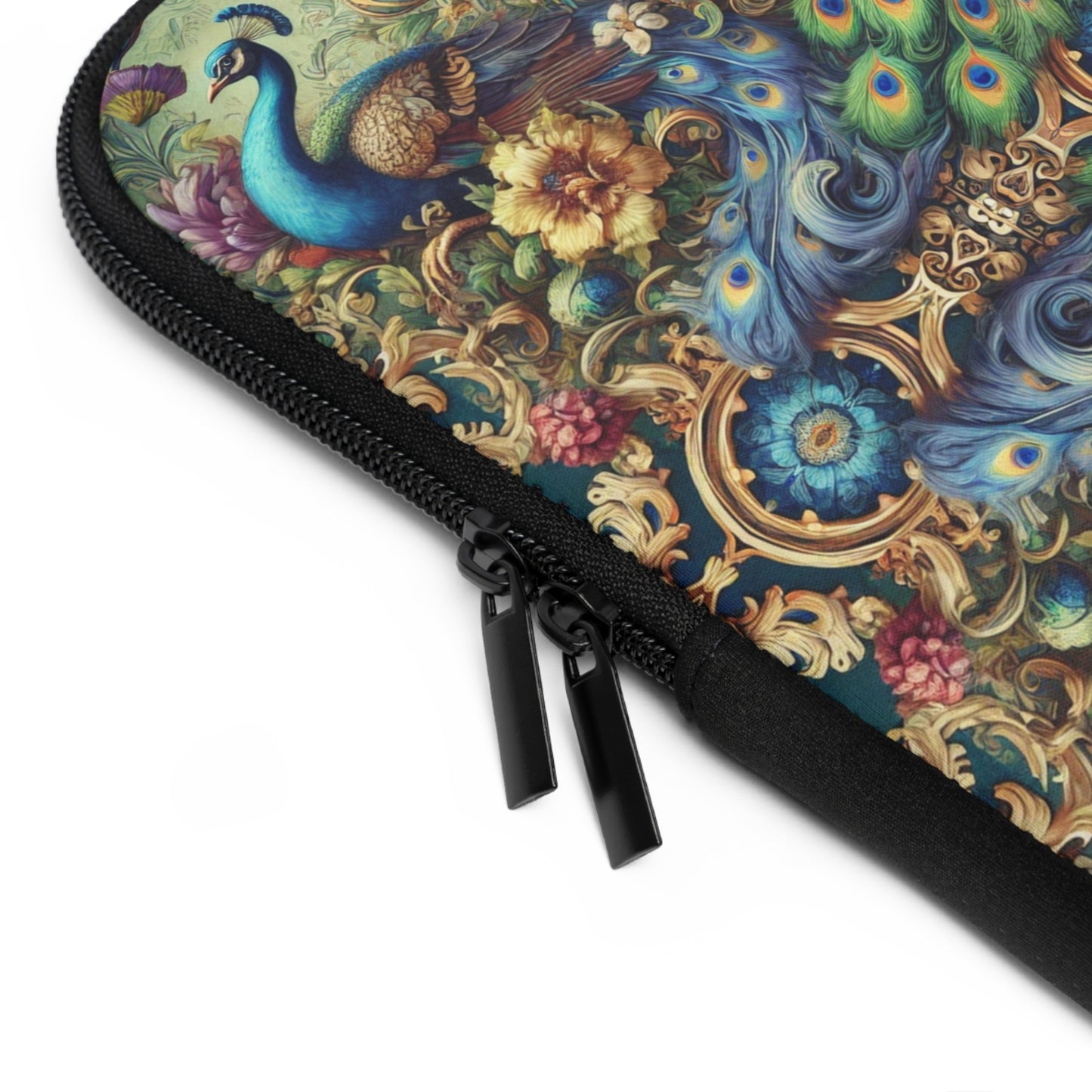 Tropical Laptop Sleeve, 5 Sizes - Perfect for Beach Lovers & Students / Kaleido Peacock Royals