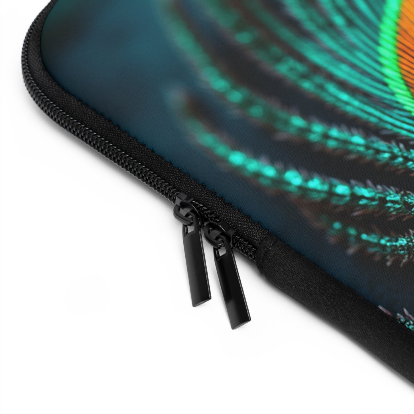 Tropical Laptop Sleeve, 5 Sizes - Perfect for Rainforest Lovers & Students / Peacock Eye Feather, Turquoise