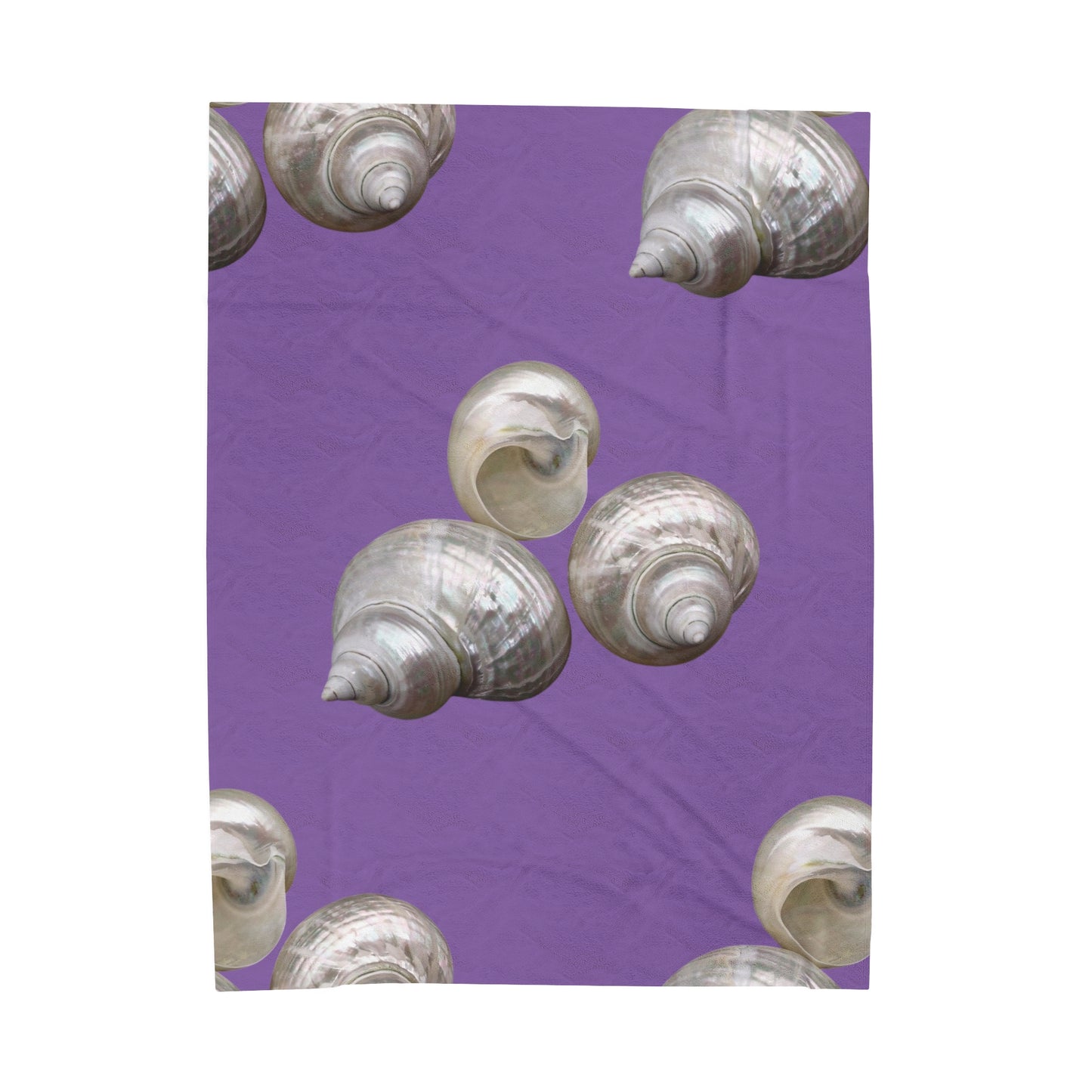 Tropical MACRO White Nautilus Trio/Lt. Purple Velveteen Plush Blanket - Cozy Home Decor for Coastal Lovers