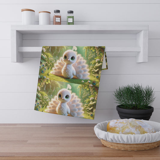 Tropical Tea Towels – Paradise Kitchen Decor / Baby White Peacock, Triplet