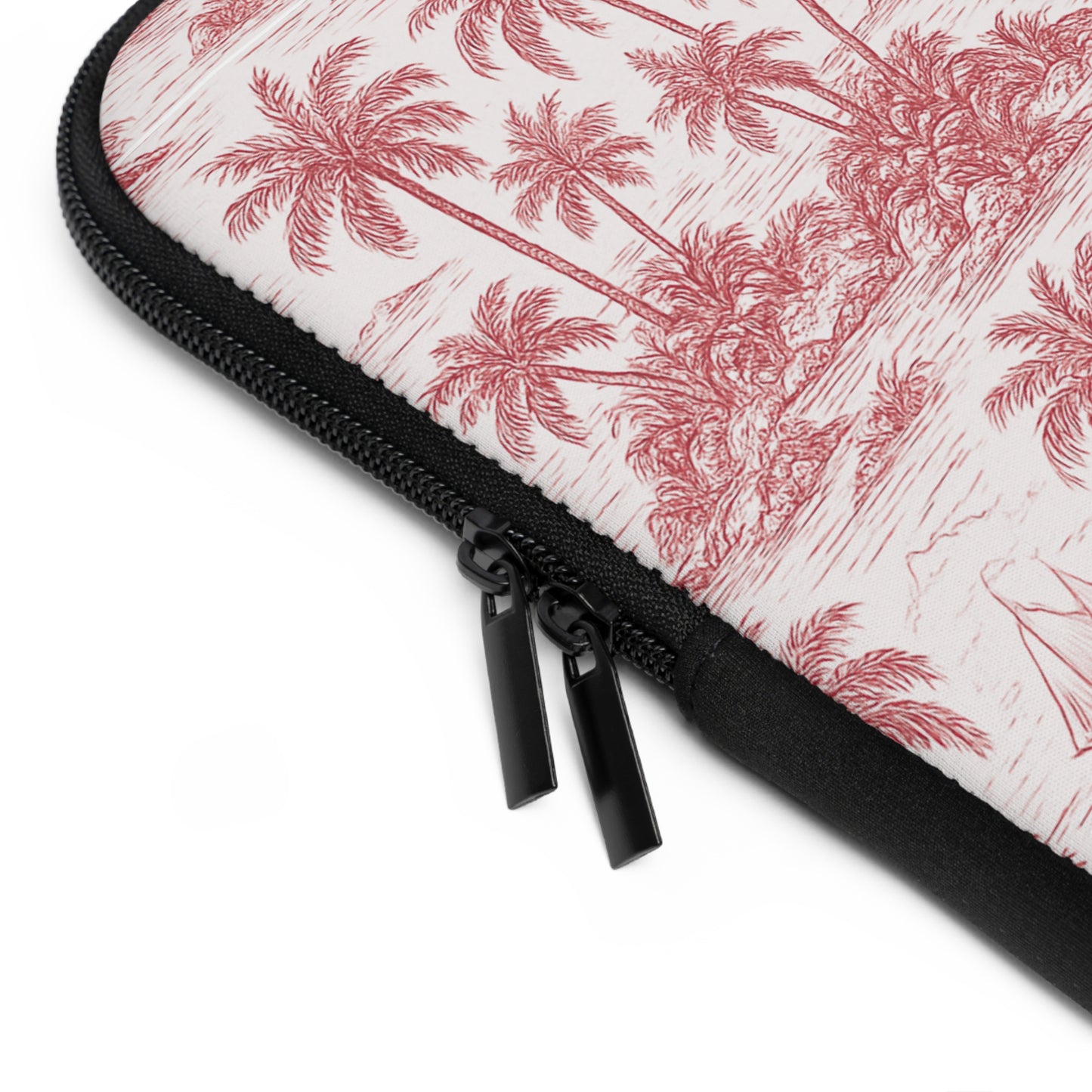 Tropical Laptop Sleeve, 5 Sizes - Perfect for Beach Lovers & Students / Faraway Toile, Red