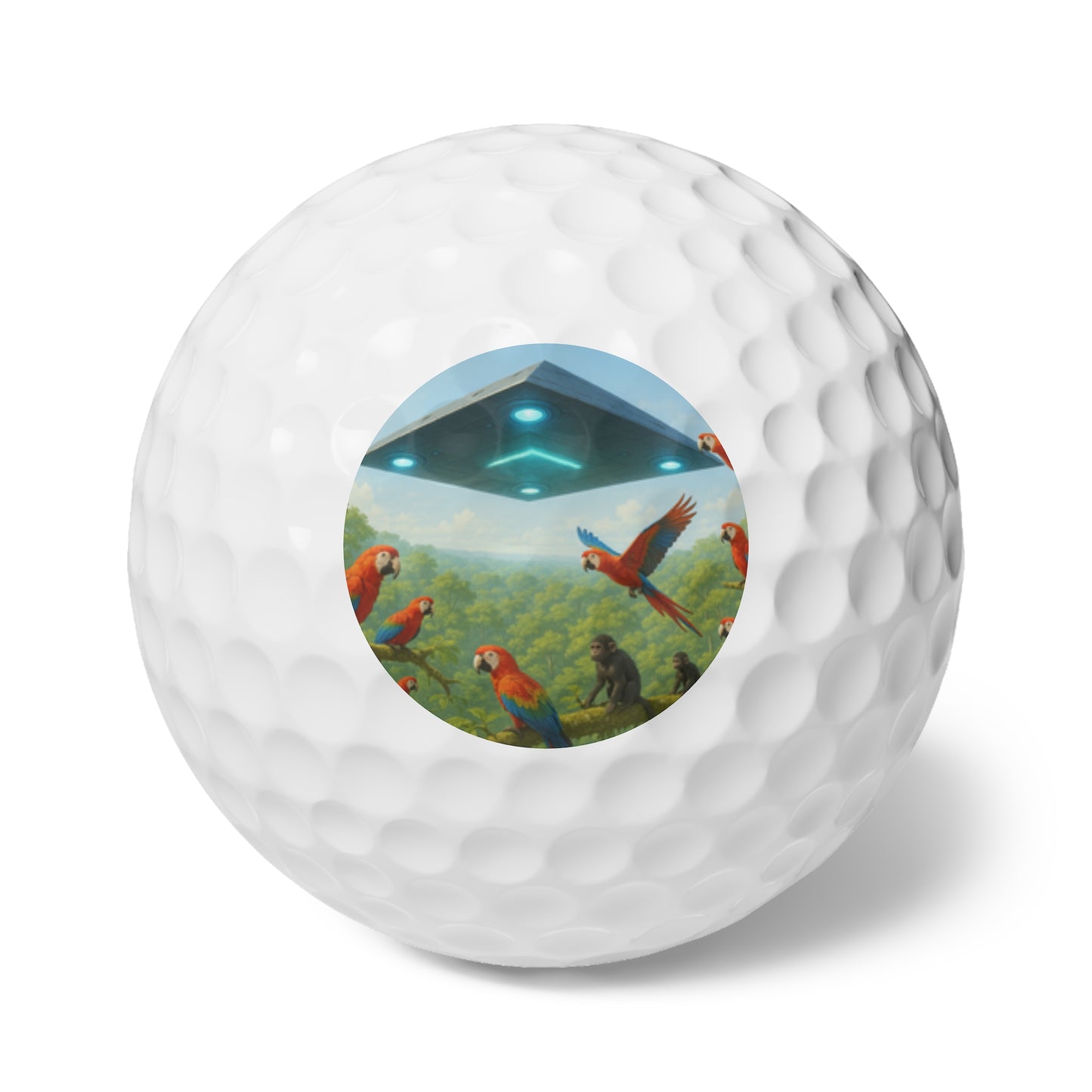 Tropical-Themed Golf Balls, 6pcs - Perfect Gift for Golf Enthusiasts / UFO and Macaws