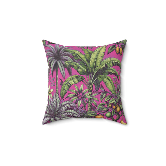 Decorative Pillow - Accent Cushion, 4 Sizes / Tropical Fruit, Hot Pink
