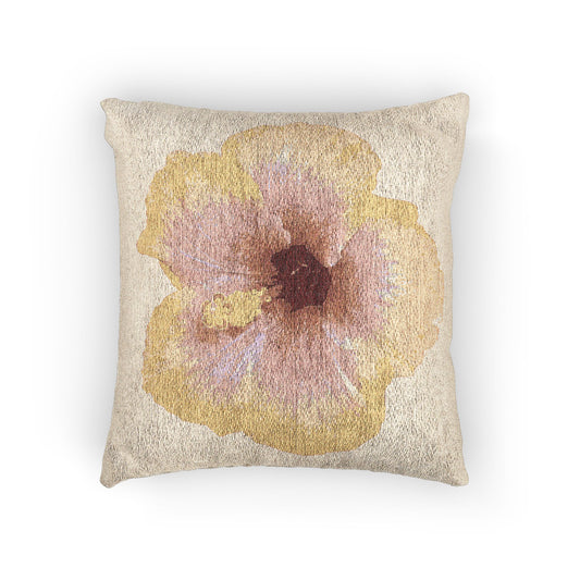 Woven Pillow, 17"W x 18"L ~ Photo Yellow Hibiscus