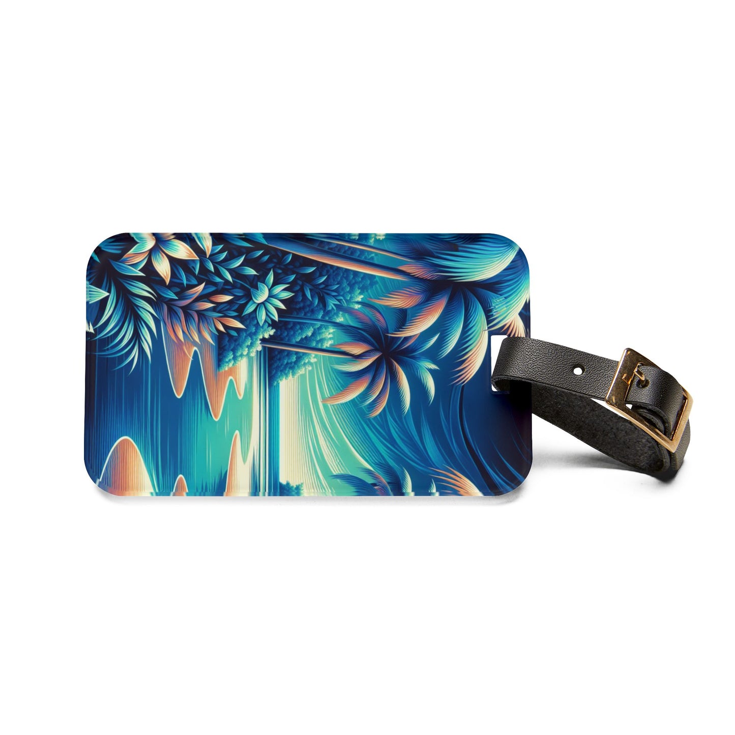 Luggage Tag - Neon Blues Beach
