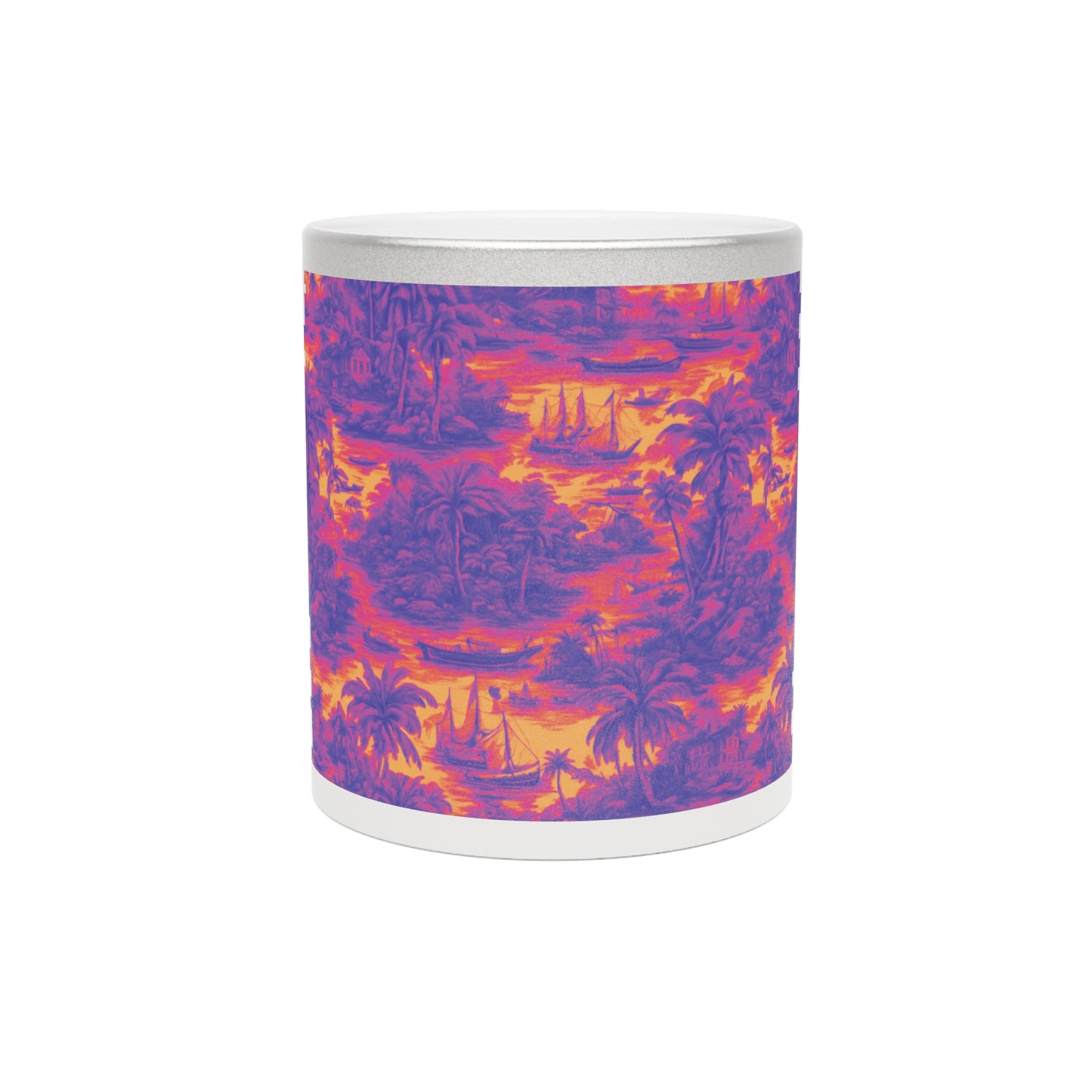 Tropical Metallic Mug, Gold or Silver: Tropical Toile Trip, Heatwave