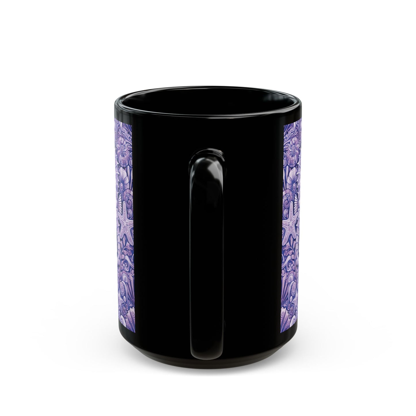 Black Coffee Mug - Seahorse Trio, Purple