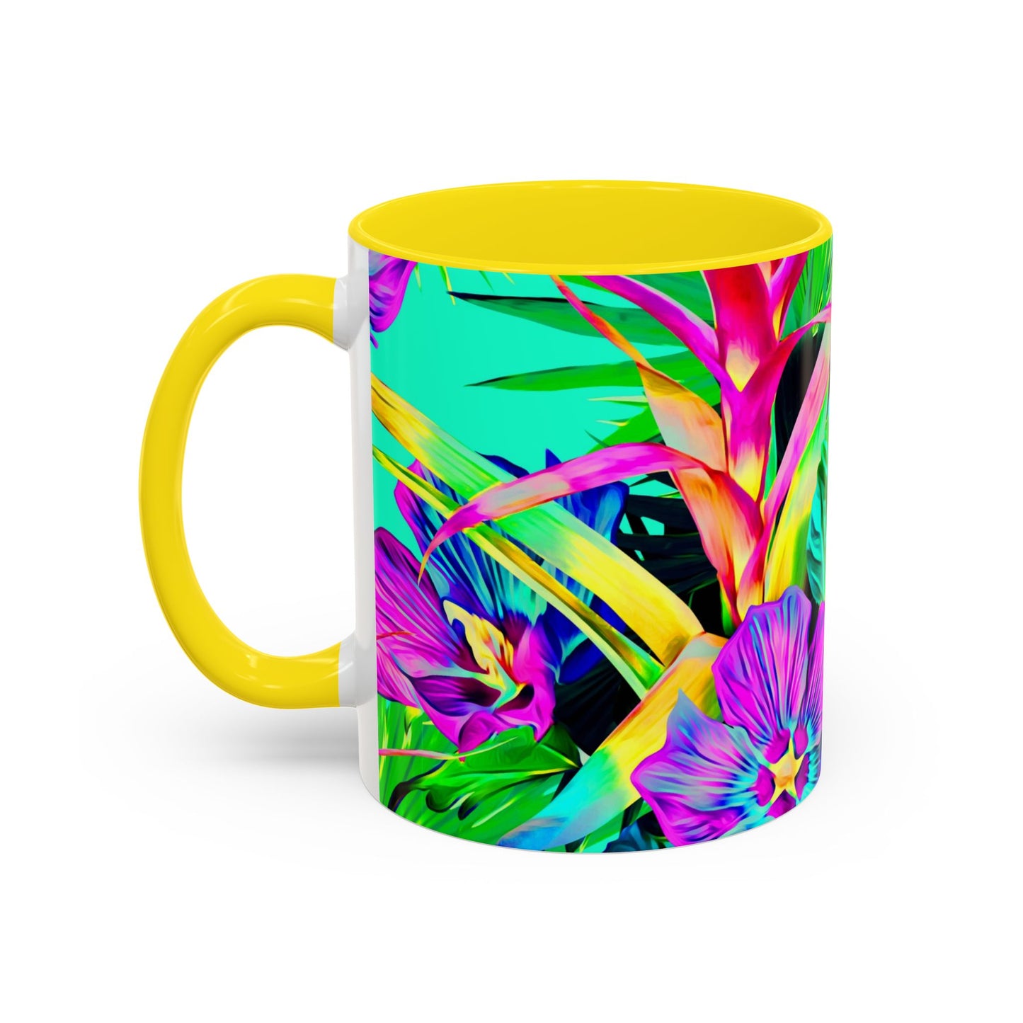 Accent Coffee Mug (11, 15oz), Plant Palooza, turquoise / Various Colors