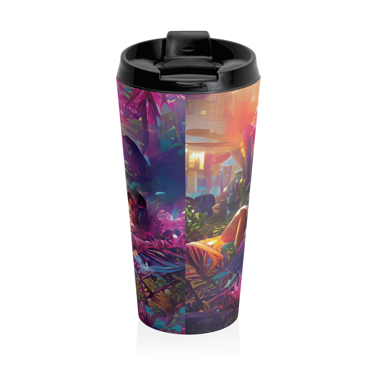 15 oz. Stainless Steel Travel Mug / Midnight Kiss in Secret Garden