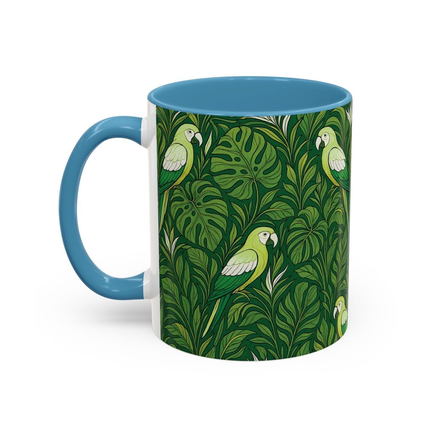 Accent Coffee Mug (11, 15oz), 8 Colors - Parrot Family, Lime