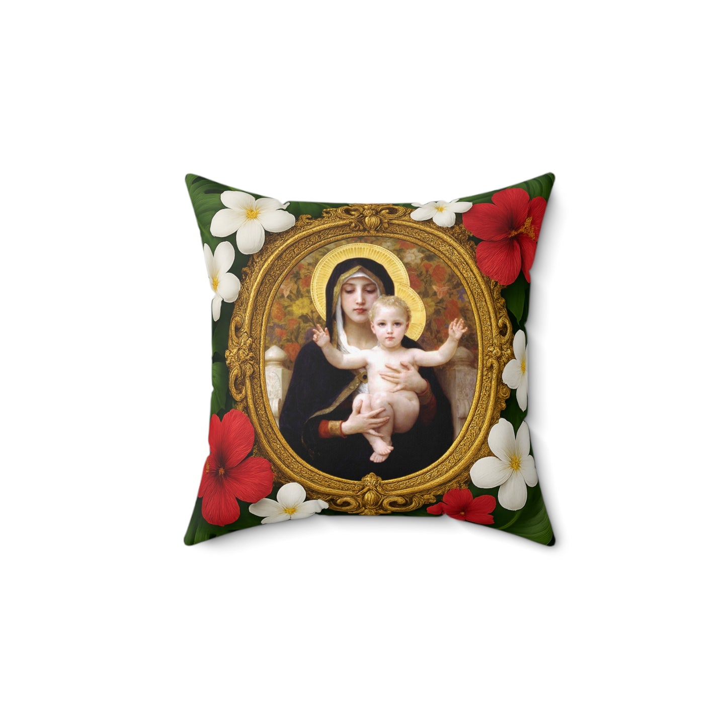 Religious Decorative Pillow - Accent Cushion, 4 Sizes / Virgin of the Lilies