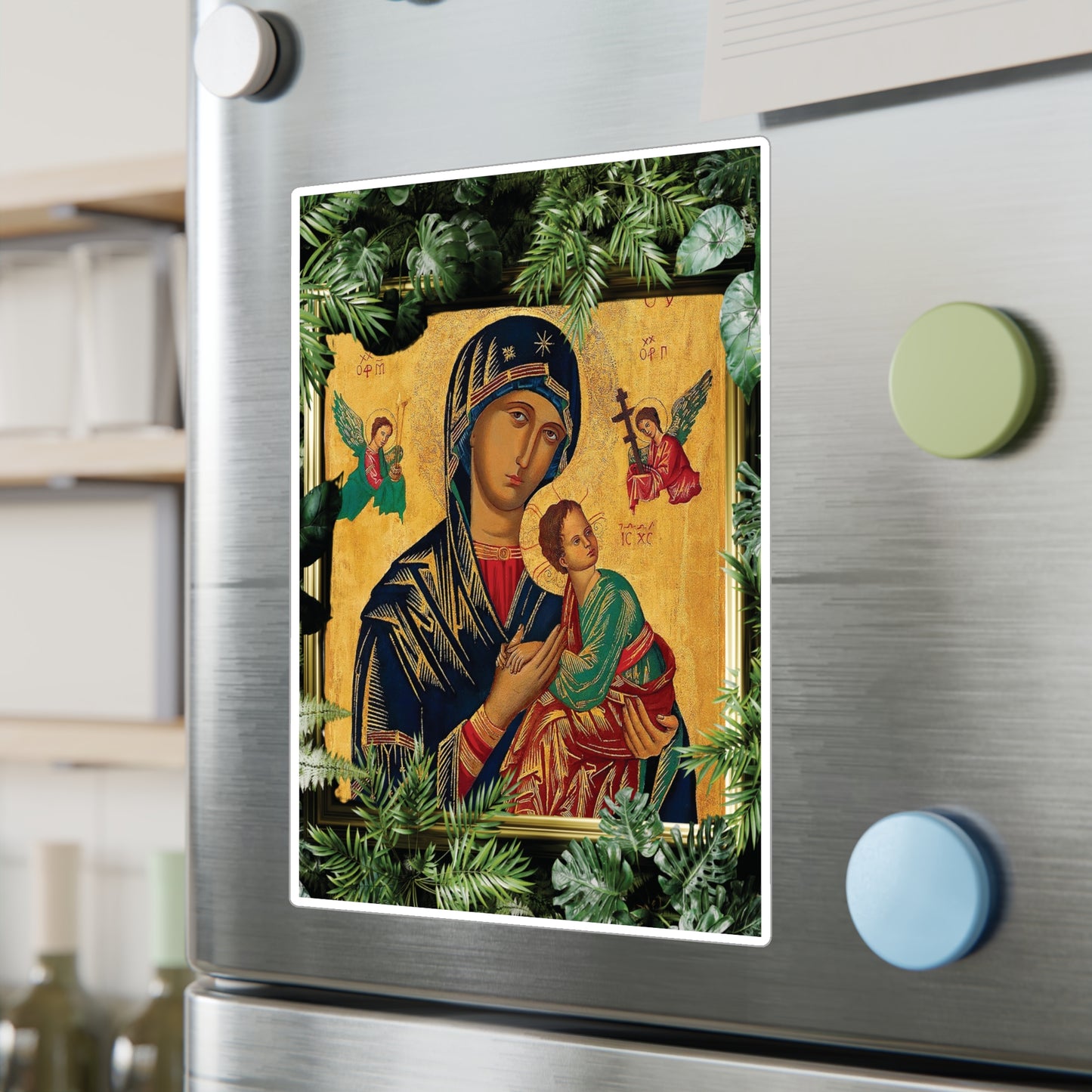 Religious Icon Kiss-Cut Vinyl Decal - Our Lady of Perpetual Help Madonna Design for PC, Tumbler