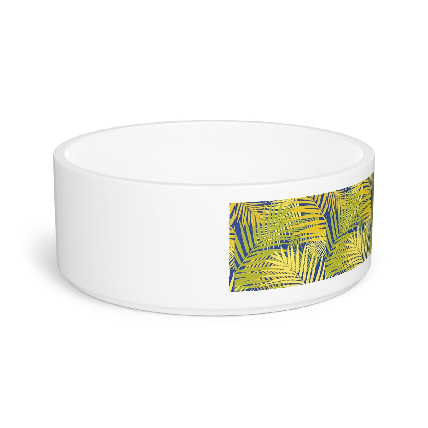 Pet Bowl, Tropical Leaves, Green/Blue