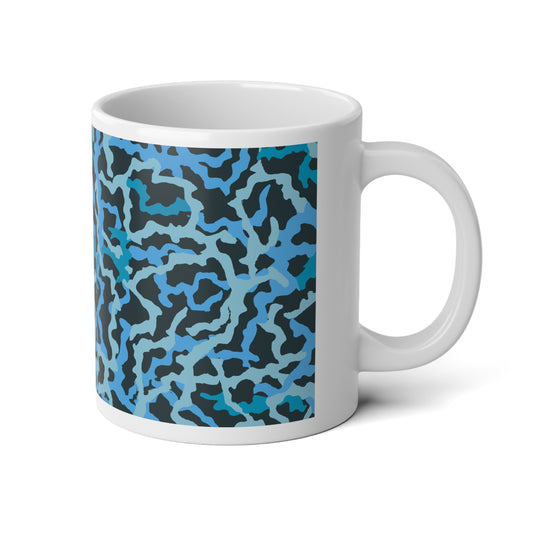 Jumbo Mug, 20oz, Coral Threads Blue | Tropical Coffee Cup