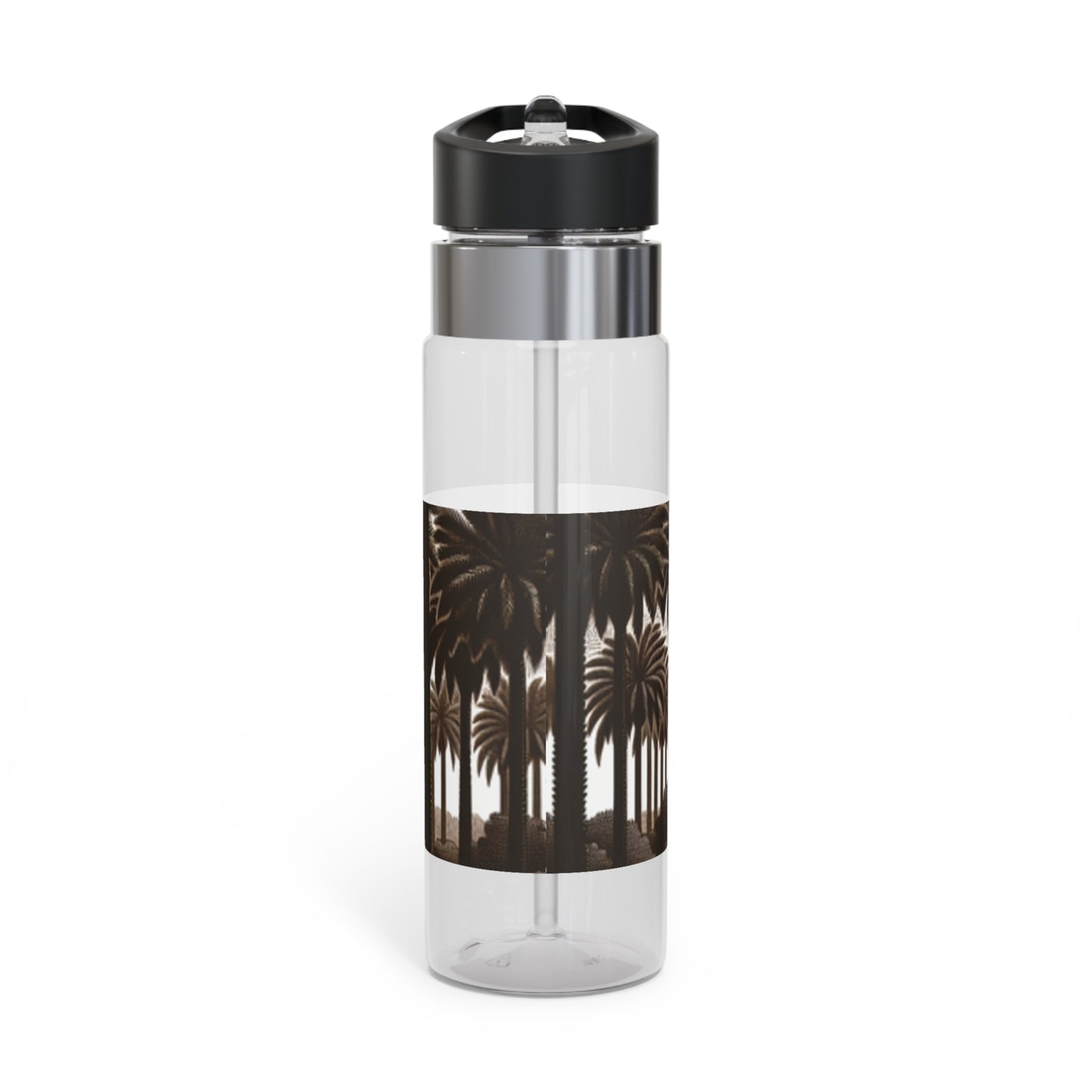 Tropical 20oz Tritan Sport Water Bottle -  Leakproof, Lightweight, BPA-Free / Woodcut Palms