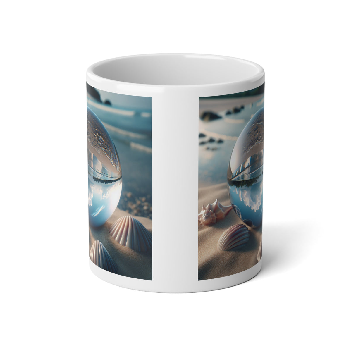 Jumbo Mug, 20oz, Beach Illusion Ball Seashells | Tropical Coffee Cup