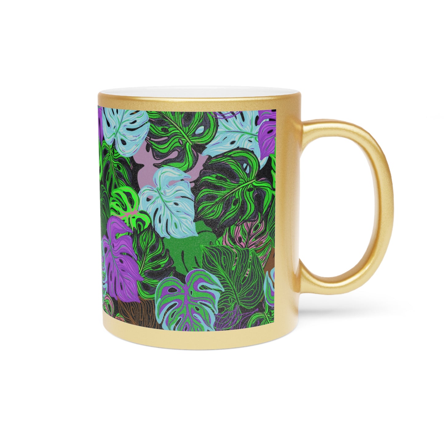 Tropical Metallic Mug, Gold or Silver - Monstera Party