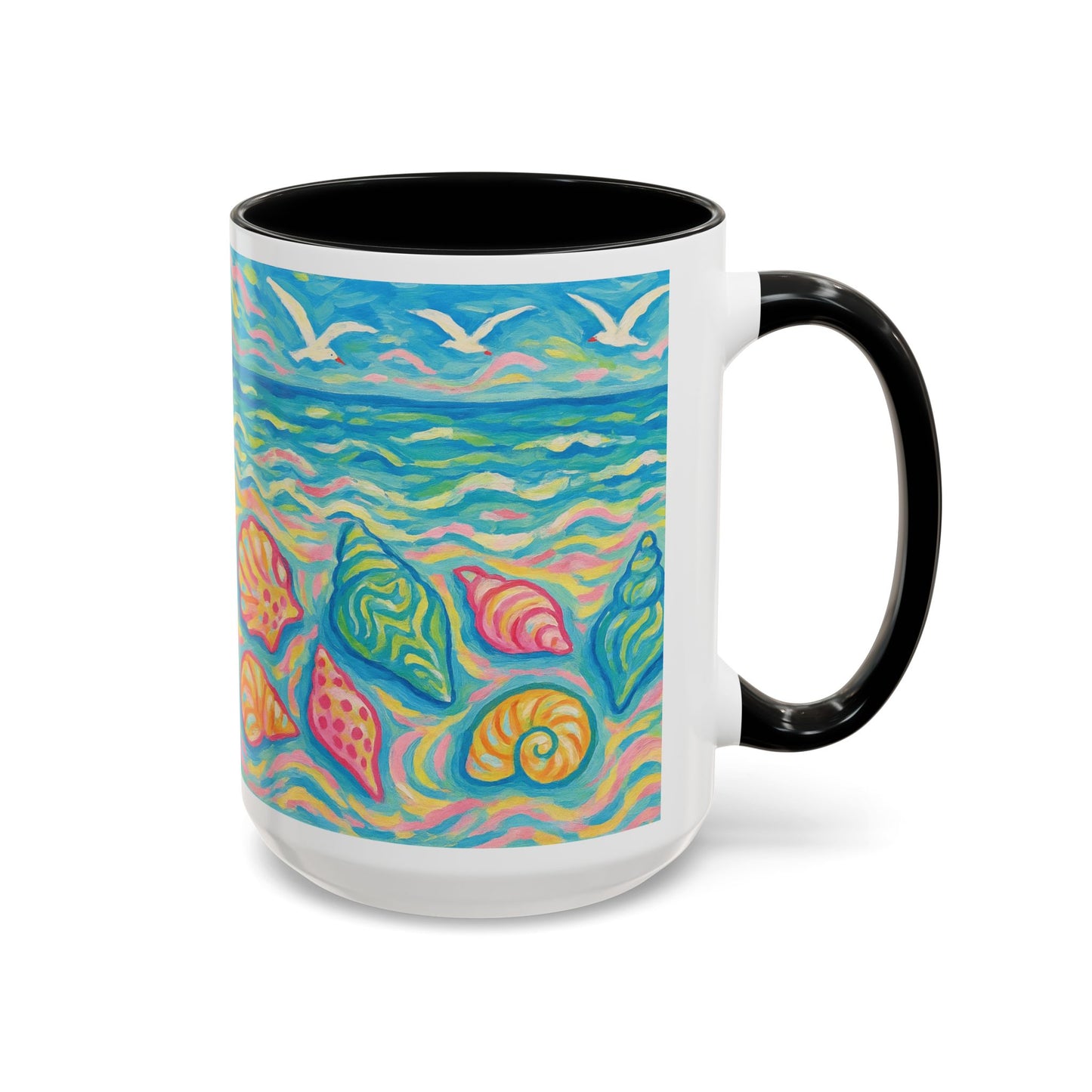 Accent Coffee Mug (11, 15oz), 8 Colors - Glow Seashells
