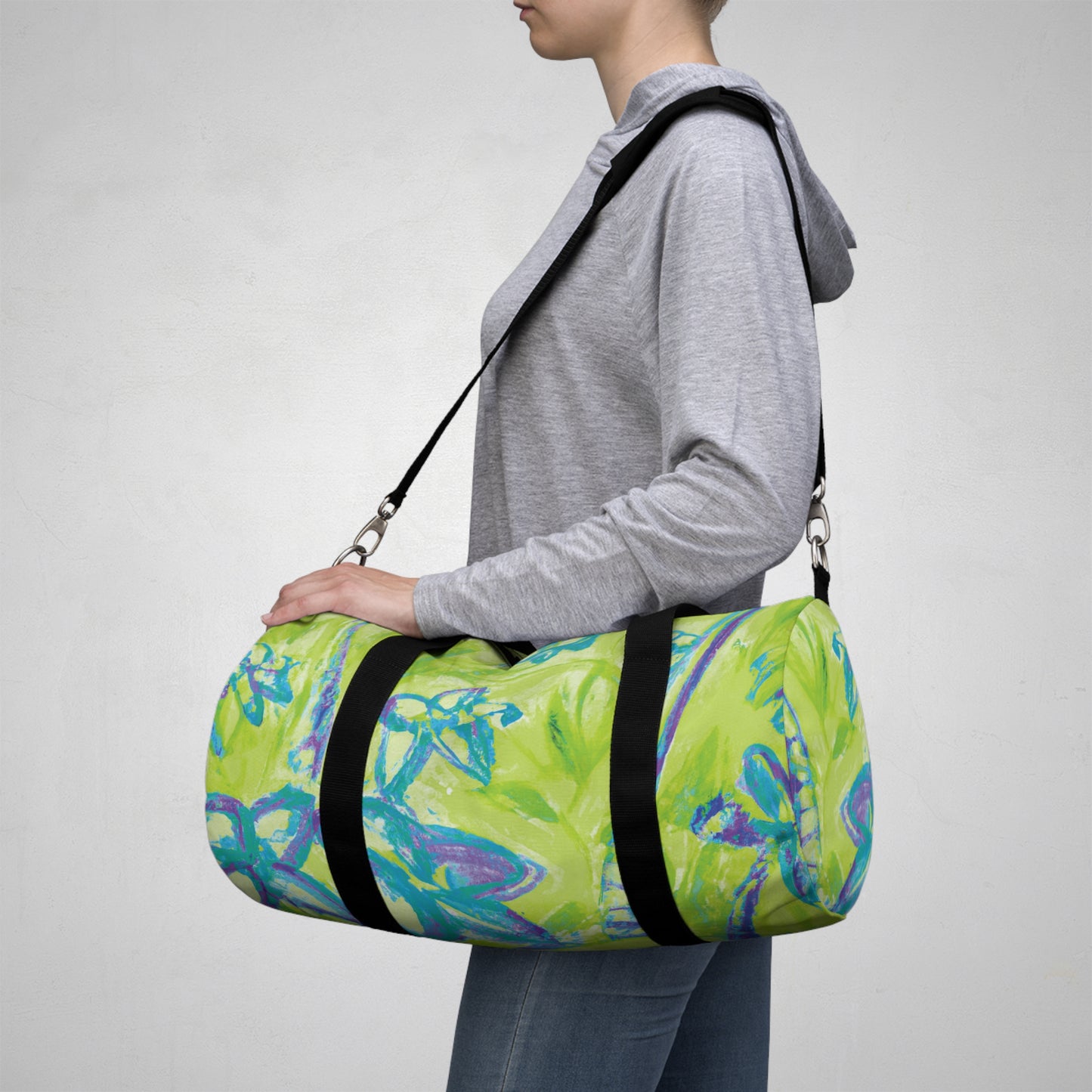 Tropical Rainforest Duffel Bag - Perfect for Travel and Gym / Tropical Doodles, Lime