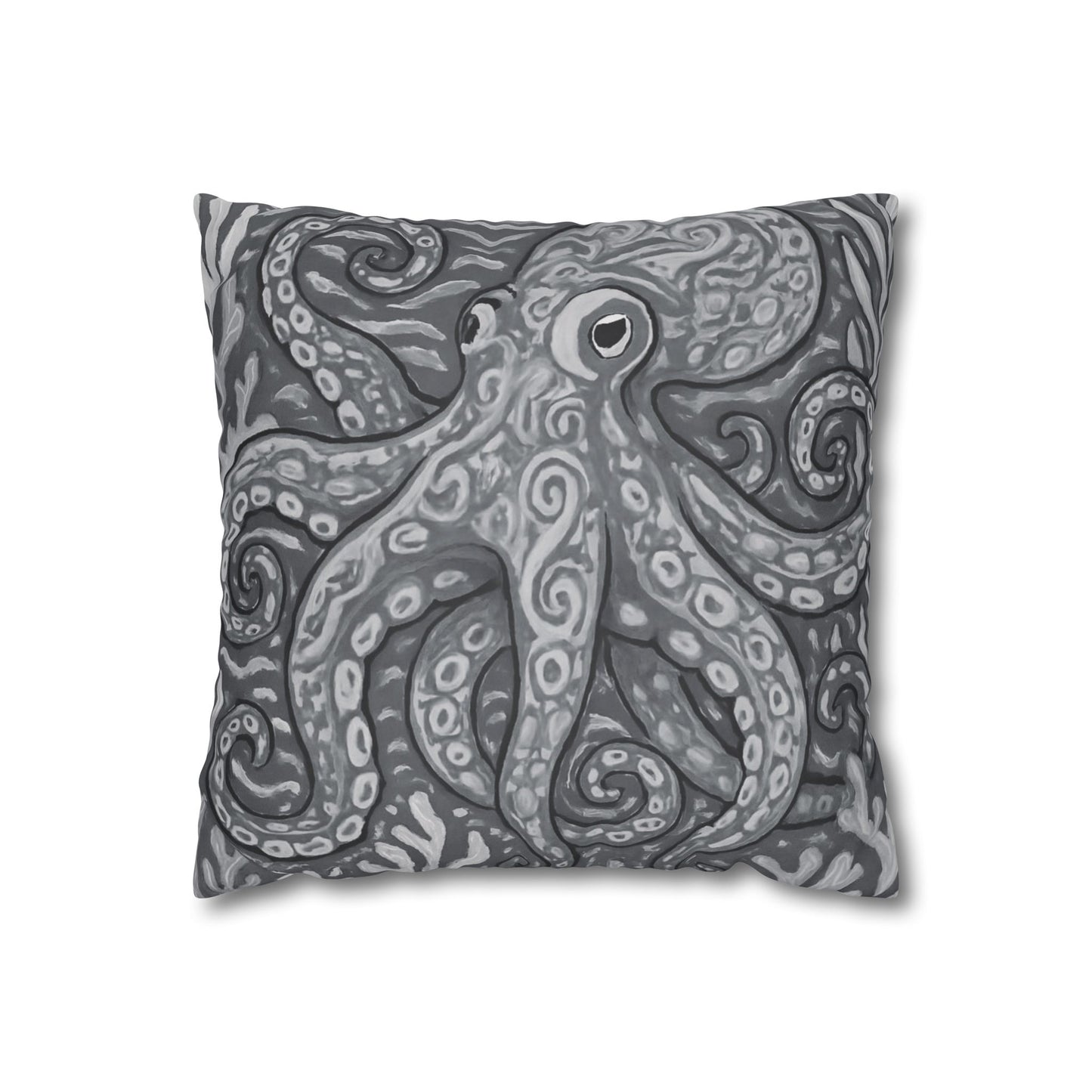 Faux Suede Square Pillowcase - Noir Kraken Joe