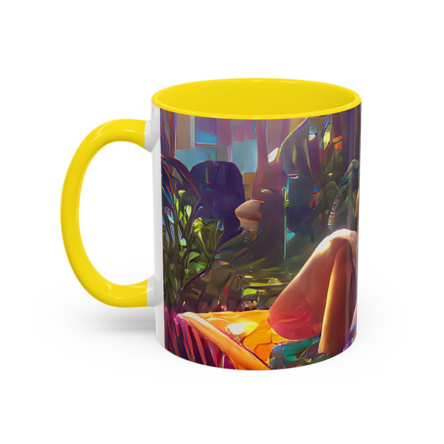 Accent Coffee Mug (11, 15oz) - Midnight Kiss in Tropical Garden