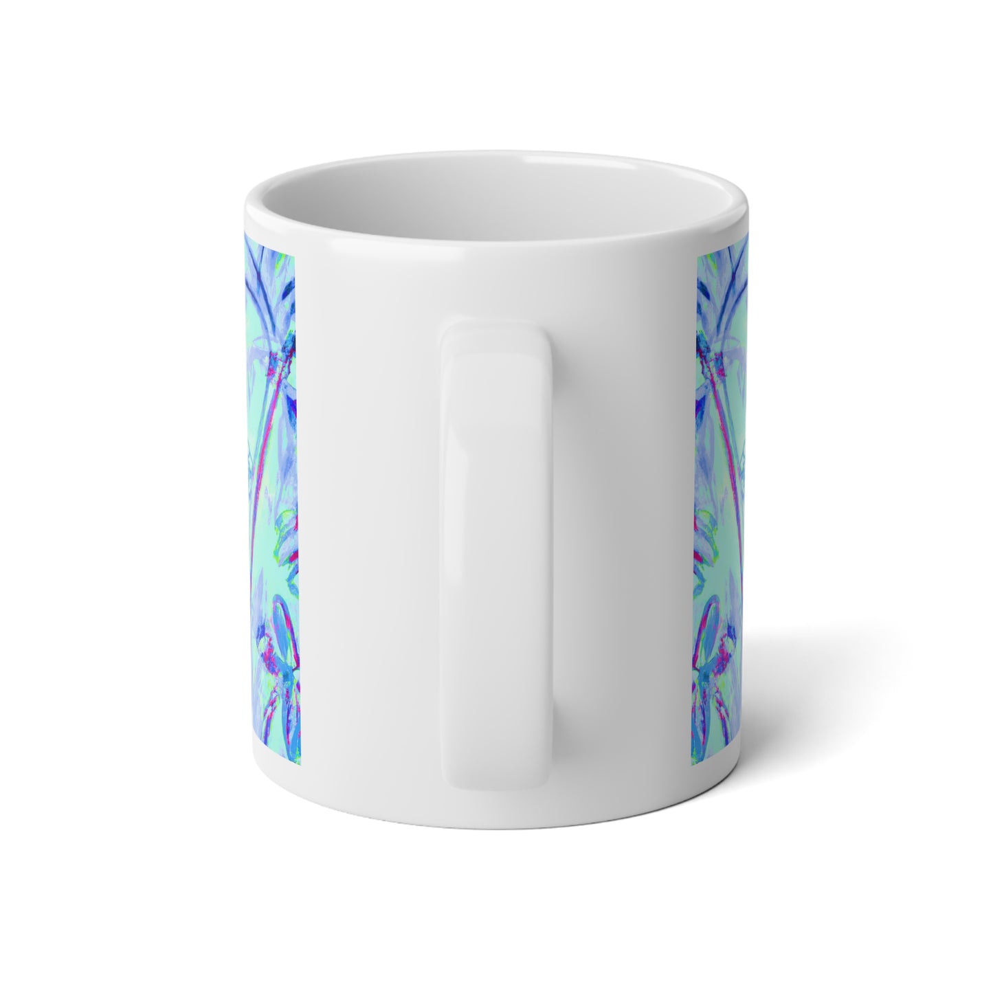 Jumbo Mug, 20oz, Tropical Doodles, Blue | Tropical Coffee Cup