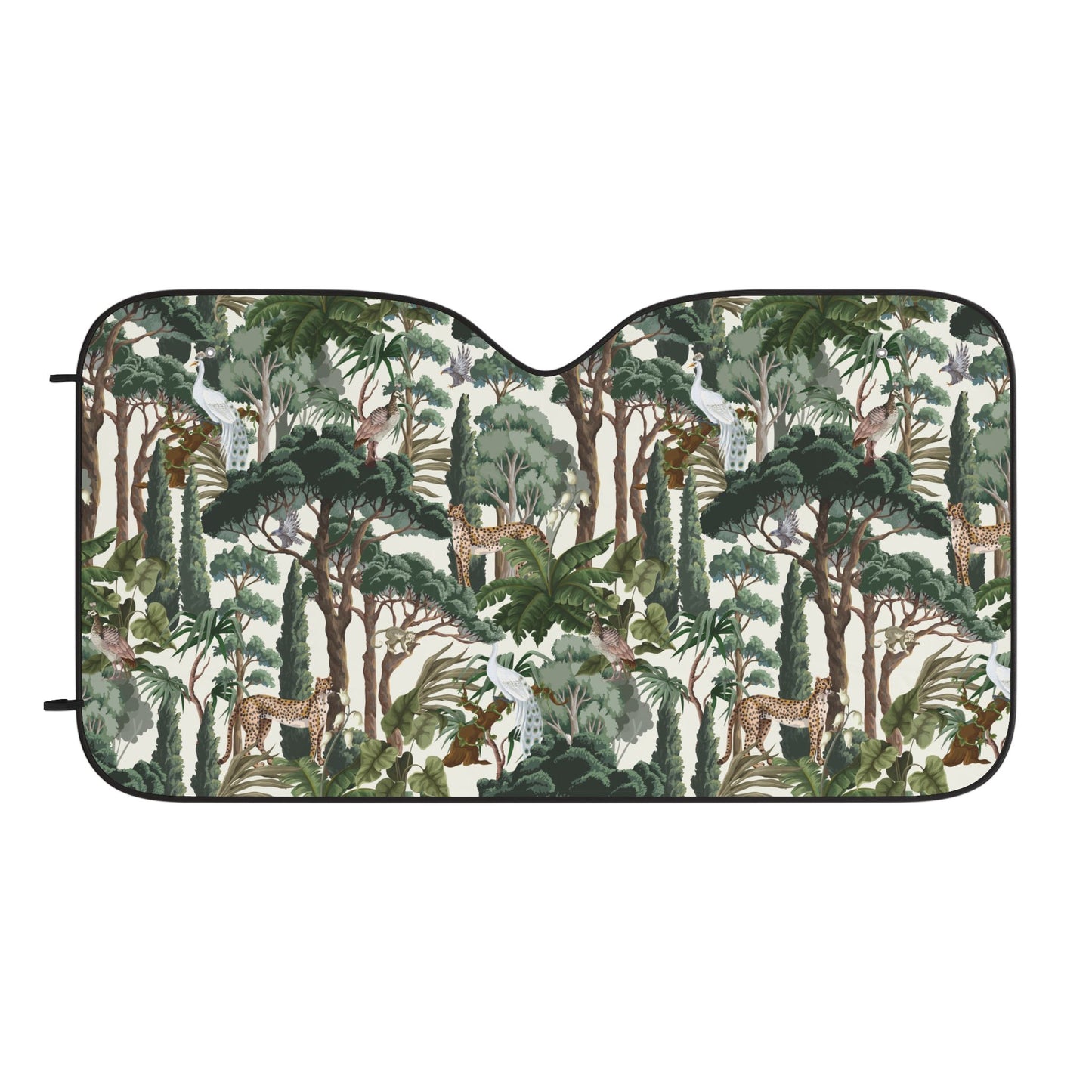 Tropical Car Sun Shades / Hidden Peacocks, White