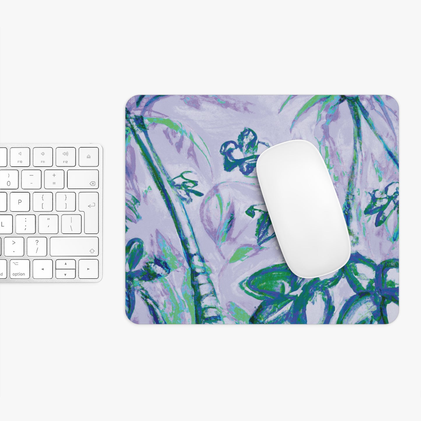 Rainforest Mouse Pad, 2 Shapes - Beach Vibes for Home Office & Gamer / Tropical Doodles, Purple