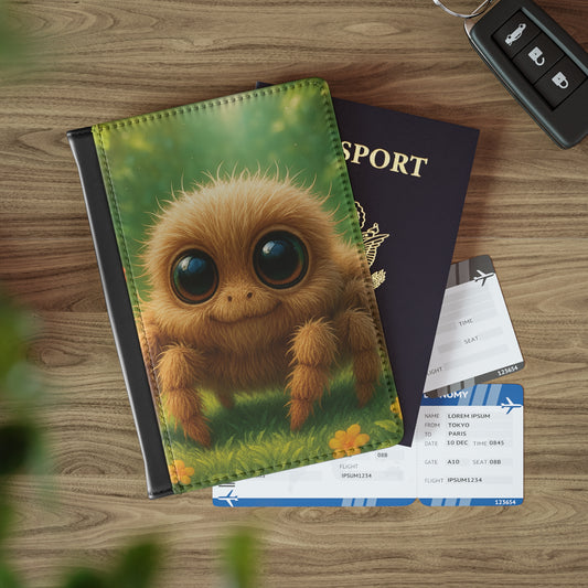 Tropical Passport Cover, Faux Leather - RFID blocking for travel security / Rainforest Baby Spider