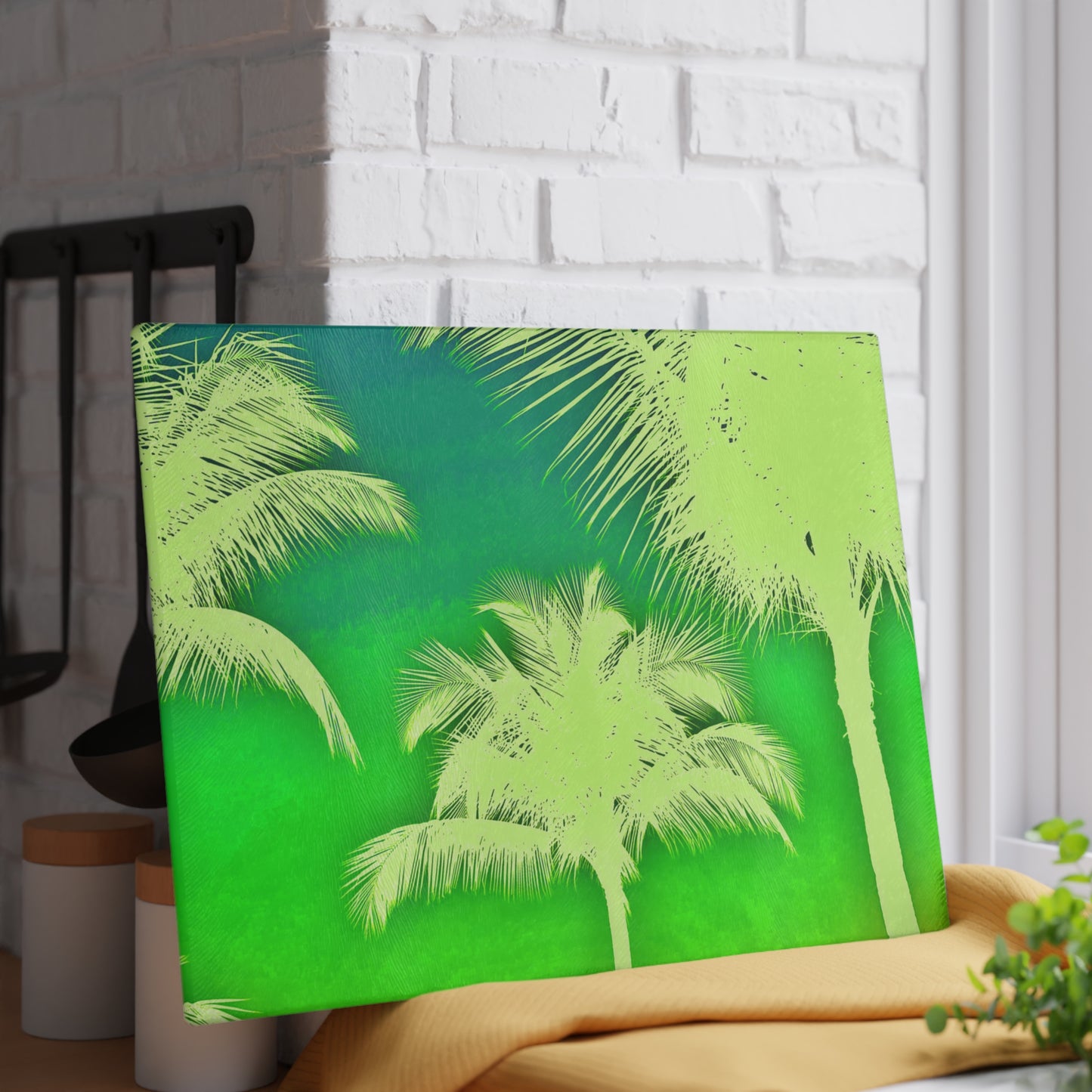 Glass Cutting Board, 2 sizes - Palm Glow/Green