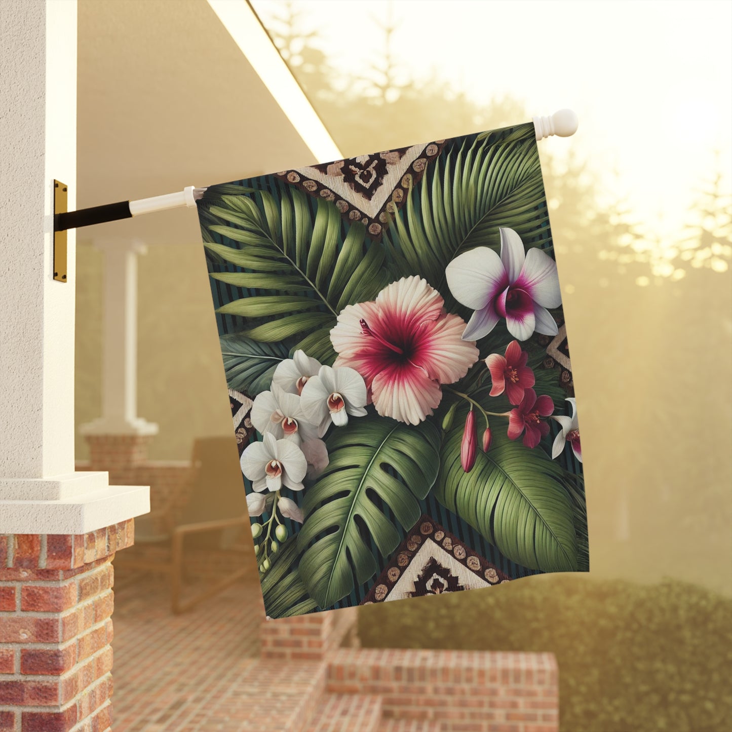 Tropical Garden Flag - Perfect for Outdoor Decor / Tiki Orchids