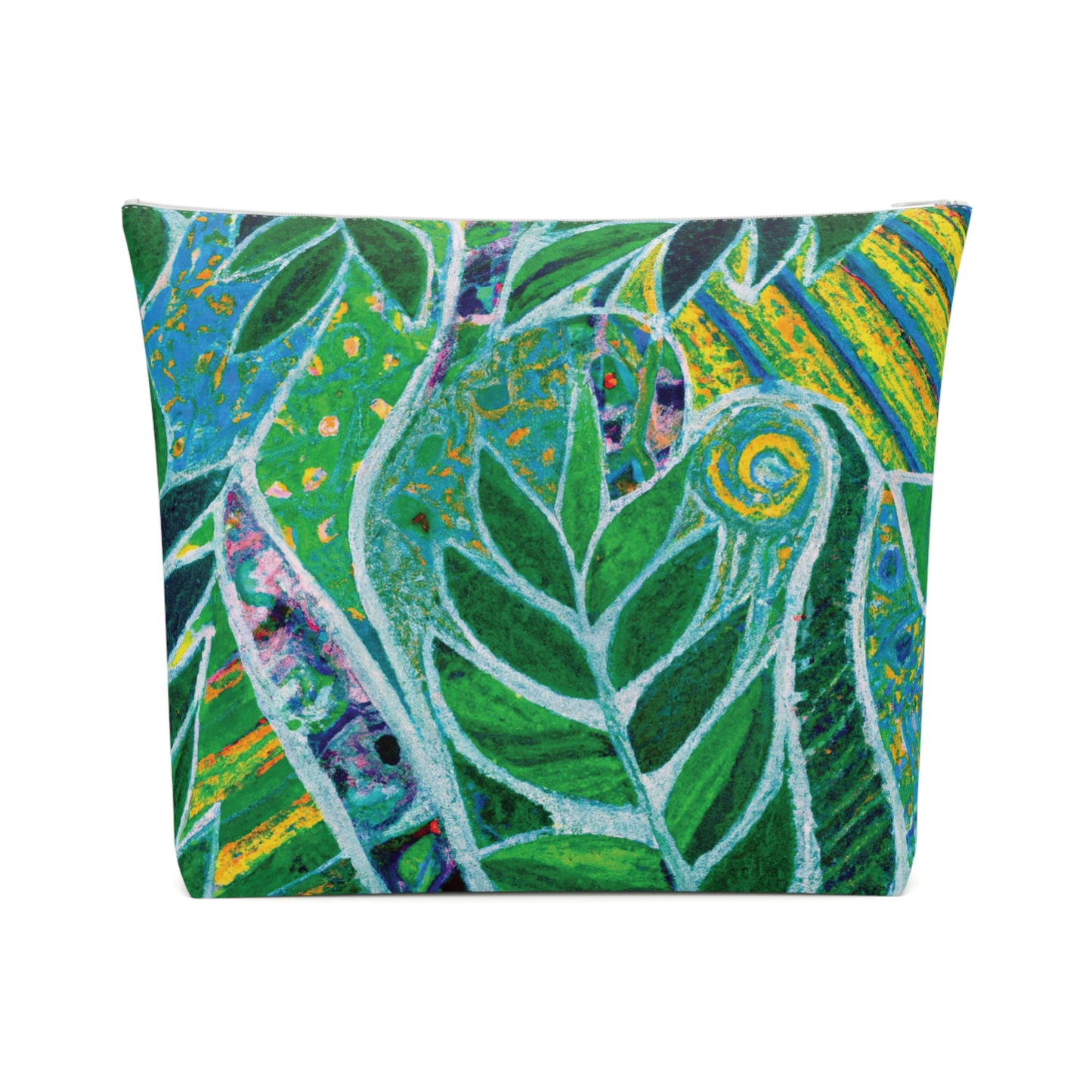 Tropical Cotton Cosmetic Bag, Makeup Pouch, 5 Sizes / Amazon Whimsy, Green